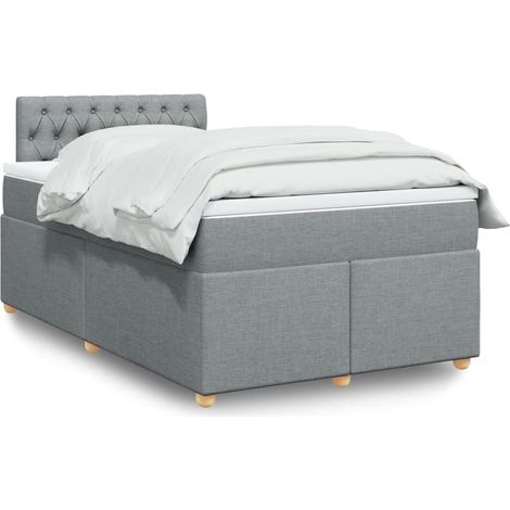 Boxspringbett mit Matratze Hellgrau 120x200 cm Stoff