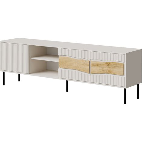 Mueble TV Monevare 102, Roble wotan + Cachemira, Número de puertas: 0, Número de cajones: 0, 190x62x40cm, LED