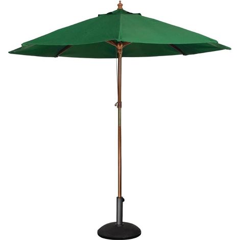 Bolero Parasol rond a poulie de 2,5 mètres de diamètre, vert, taille : 2,37(H) x 2,5(Dia)m, mât à 2 poteaux en bois dur Nyatoh, auvent hydrofuge, CB512 (1/5)