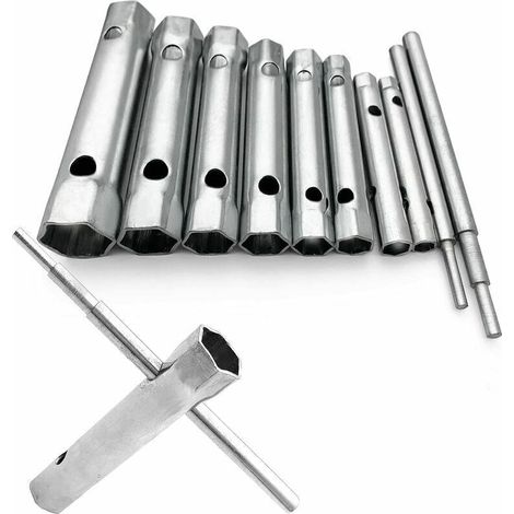 [JAMAIS UTILISÉ]Lot de 10 Clés Tubulaires 6 à 22 mm, Clés à Tubes, Clés à Bougie pour Visser la Bougie, Démontage/Montage de Robinetterie et Mitigeurs, Dévisser des Boulons Inaccessibles (1/4)