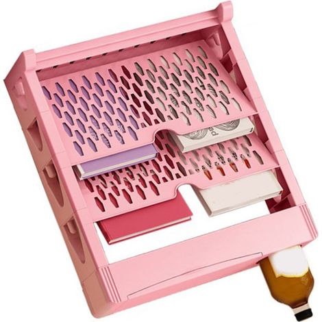 Étagère multifonctionnelle, style simple, grande capacité, une seule rangée, gain de place, étagère de rangement à plusieurs niveaux, double étagère rose (1/5)