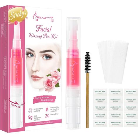 Stylo à Cire Précision Wand Formule Naturelle Végétalienne Epilateur pour Visage 5g Crayon à Cire 20 Bandes de Coton Réutilisables 15pcs Lingettes Après Epilation (1/5)