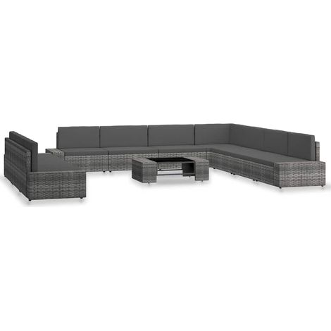 Maison Exclusive - 10-tlg. Garten-Lounge-Set Poly Rattan Grau (1/5)