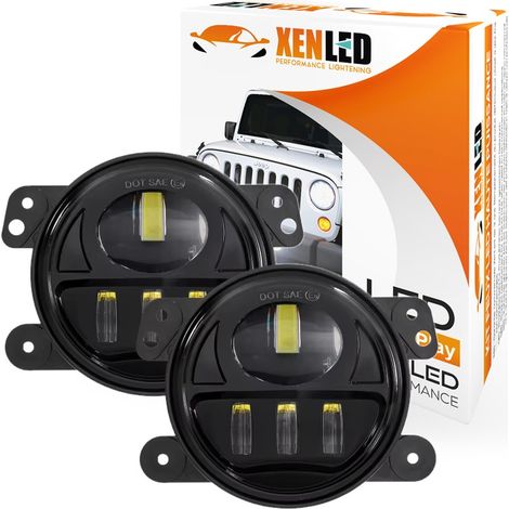 Jeep Wrangler JK conversion antibrouillard LED phares complets 2007 à 2018 - fumé - XenLed - 27W (1/5)
