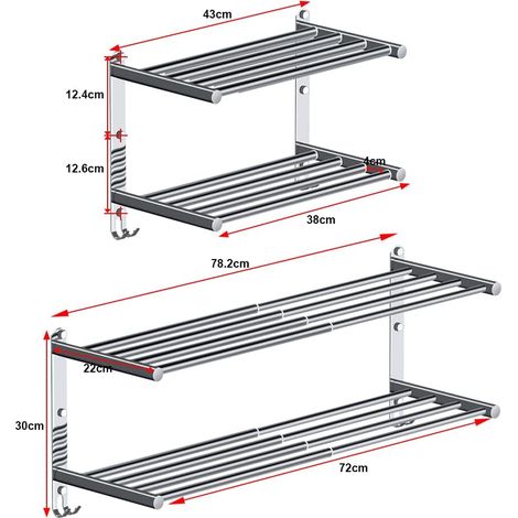 Porte-serviettes mural extensible 43-78 cm, barre porte-serviettes en acier inoxydable chromé pour cuisine, salle de bain, hôtel, Lumten (1/5)