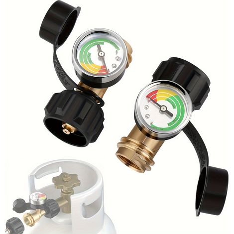 Adaptateur pour bouteille de gaz propane nord-américaine avec raccord de manomètre, adaptateur pour raccord de remplissage QCC1 (1/5)