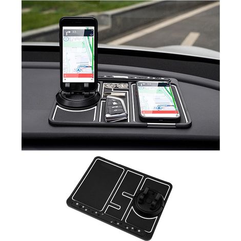 4-in-1 Anti-Rutsch-Autotelefonmatte, Neue, farbenfrohe und trendige Auto-Armaturenbrett-Telefonmatte 2023, mit Halterung für temporäre Parkkarte und Kennzeichen, Aromatherapie und universeller stoßfes