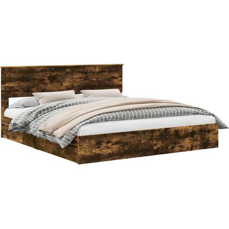 Maison Exclusive - Aufbewahrungsbett Geräucherte Eiche 180 x 200
