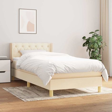 Sommier à lattes gris foncé avec matelas 80x200 cm en tissu, tête de lit réglable, matelas à ressorts ensachés (1/5)