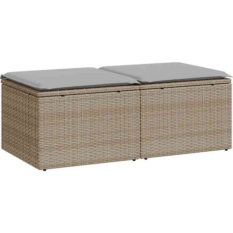 Salon de jardin avec coussins 2 pcs，Mobilier de jardin beige résine tressée acacia CFW33198 (1/5)