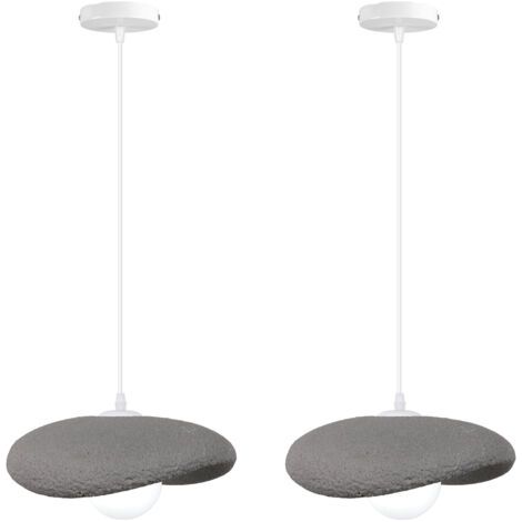 royaluxe- 2PCS 30CM Suspension Lustre Moderne Lustre Personnalisé Créatif D'Intérieur Plafonnier Rétro E27 Gris Pour Chambre Cuisine (1/5)