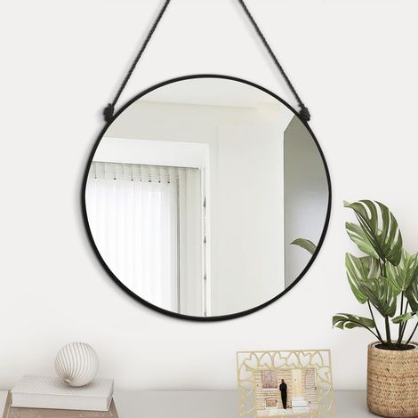 Miroir mural rond noir 40,6 cm, décoration intérieure moderne pour salle de bain, salon, chambre à coucher, entrée, couloir, toilettes, dortoir (1/5)