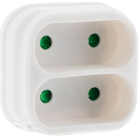Multiprise biplite de façade 6A - Blanc - Zenitech (1/7)