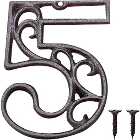 Métal Numéro de Maison en Fonte extérieur Moderne House Numbers Metal Sign Numéro de Porte Style rétro Numéro D'adresse Pour café, Bar, Restaurant (Numéro 5) (1/5)