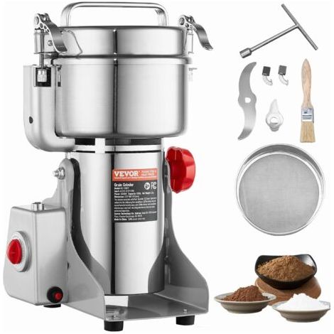 Moulin à épices Électrique 1000 g, Broyeur à Grains Commercial 3000 W Haute Vitesse, Moulin à Farine en Acier Inoxydable, Type Oscillant, pour Moudre Rapidement Céréales Épices Herbes Cafés (1/5)