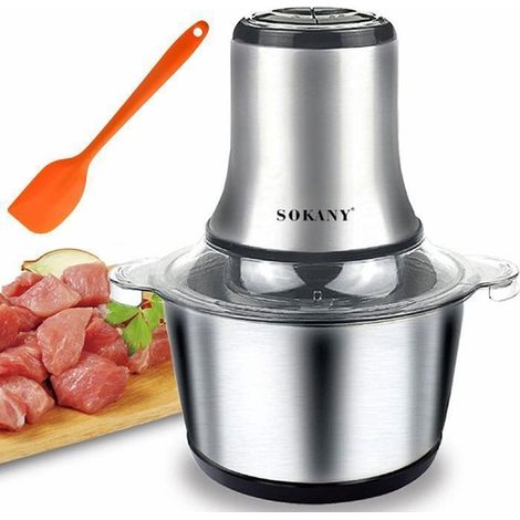 Hachoir Électrique 3L 800W - Bol Acier Inoxydable 304 - 4 Lames Inox - 2 Vitesses - Viande, Légumes et Noix (1/5)