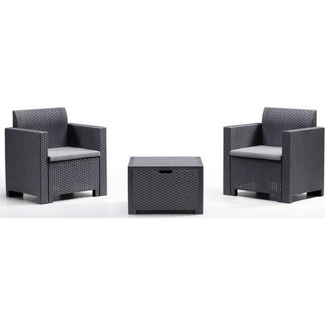 Bica Set Terrazzo Nebraska In Polipropilene Rattan Colore Antracite (1/10)