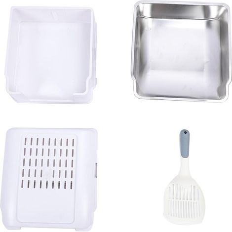 Enclosed Stainless Steel Litter Box, Spacious Design (1/5)
