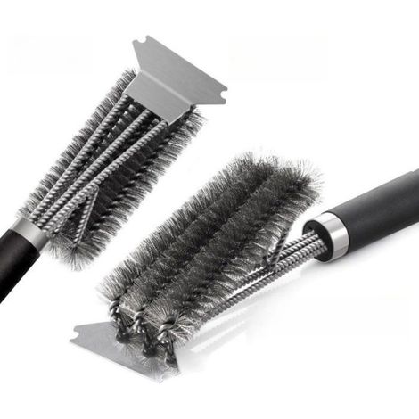 Brosse À Grill - Poils Acier Inoxydable - Grattoir Intégré - Pour Grilles Barbecue Gaz Charbon Électrique - Lot De 2 (1/5)