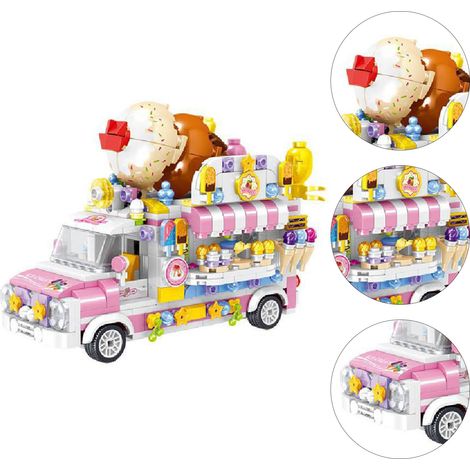 Jeu de construction éducatif pour enfants : chariot de glaces (593 blocs) - Idéal pour occuper les garçons et les filles. (1/5)