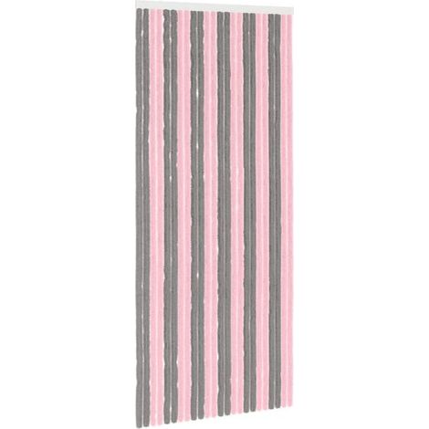 Rideaux anti-insectes en chenille gris argenté et rose