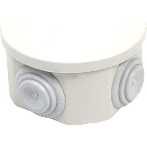 Scatola Di Derivazione Da Parete Stagna IP44 Con 4 Uscite Passacavi Tonda D65X35mm Coperchio A Pressione