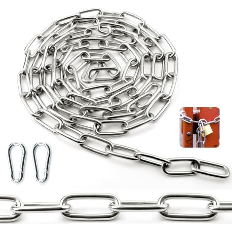 Chaine Acier Inoxydable 304 Chainette Metal 2M 4 mm Chaine avec Maillons Soudés pour Chaine Chien Clôture Hamac Chaine de Levage Chaine Antivol Chaine de Pluie (1/5)