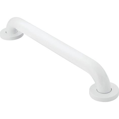 Maniglione di sostegno per WC, vasca da bagno e doccia, maniglione di sostegno a parete per bagno, doccia e WC, 40 cm, staffa a muro, bianco, metallo, acciaio inox (1/5)