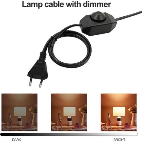 Variateur LED interrupteur rotatif - Avec câble - Pour ampoule intensité variable - Noir (1/5)