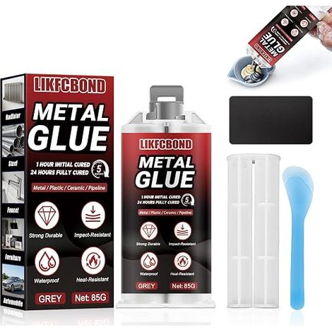 Metal Glue, 85g Extra Strong Liquid Metal Glue, Cold Welding Metal, Quick Drying and Heat Resistance, Two-component Epoxy Glue for Welding and Metal Repair (1/5)