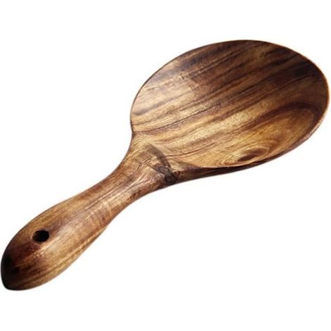 Cuillere bois teck Cuillere a riz en bois massif naturel Cuillere a servir de grosse pomme de terre de palette de riz en bois (1/4)