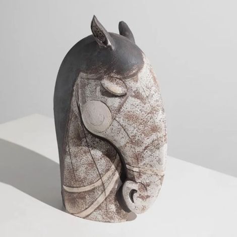 Sculpture de tête de cheval (25 × 14 × 41 cm), sculpture d'art créative, décoration intérieure moderne (1/5)