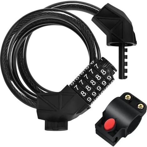 HOXILEELEOAntivol à CODE pour Trottinette SANS CLÉ - Câble Renforcé 8mm x 120cm pour Vélo, Moto, Trottinette Électrique -LAN (1/5)