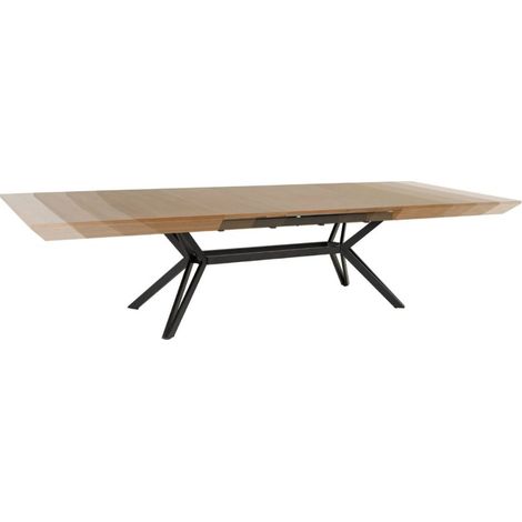 Mesa de comedor RADIAM – MDF chapado en nogal oscuro y metal – 200-320 cm – Extensible