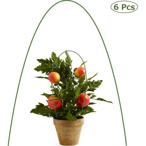 Piquet de jardin en acier gainé [6 unités] Tuteur robuste pour tomates/plants 120cm x 3.2mm - Revêtement plastique vert anti-glissement et anti-corrosion (1/5)