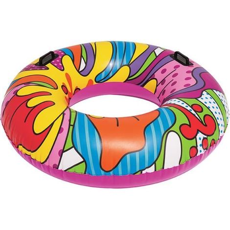 Anneau de natation - JUANIO - 119x33 cm - PVC - 2 poignées - Multicolore (1/4)