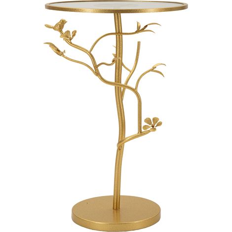 Couchtisch Amasya, rund, Tischplatte transparent, Gestell aus Glas, 38x38x60h cm, gold