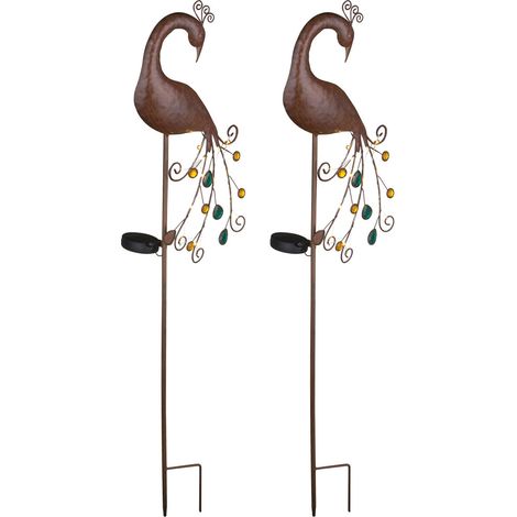 2x LED Lampade a sospensione solare esterna a spina Lampade per terrazzi Luci pavone color bronzo (1/4)