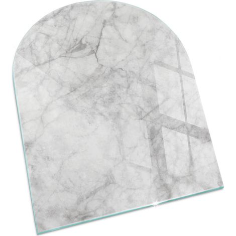 Plaque Rectangulaire en verre trempé décorative de sol avec impression sous cheminée Motif structure marbrée 80x70 cm (1/5)