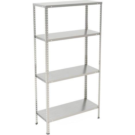 Rangement en métal, 4 Niveaux, Jusqu’à 160 kg, Acier, Stockage pour Le Garage, HxLxP : 150x75x30 cm, argenté (1/5)