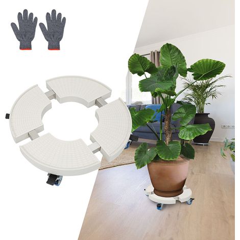 Wolketon Pflanzenroller rund, Ø 38cm bis 52cm,Tragkraft 200 kg, Blumentopf Rolluntersetzer mit Rollen, Blumenroller für Außen & Innen