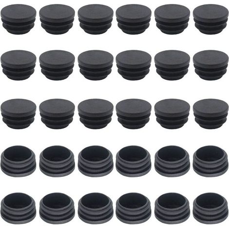 Lot de 50 bouchons ronds en plastique noir 25 mm – Pour tuyaux en acier, tables et chaises – Protection des sols et réduction du bruit (1/5)