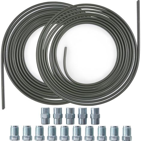 10m de Tuyau de Frein Ø 3/16" (4.75mm) avec 10 Raccords Filetés + 5 Connecteurs, Kit Universel de Remplacement de Conduites de Frein pour Freinage Hydraulique Automobile Brake Line (1/5)