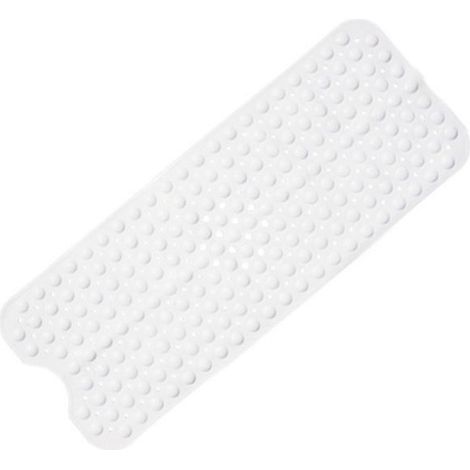 1 tapis de bain antidérapant Extra long 100 x 40 cm Ventouses puissantes et traitement anti-moisissures Lavable en machine Convient aux enfants et aux personnes âgées Transparent, clair, blanc (1/5)