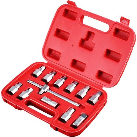 Coffret de douille de vidange 12 pièces Kit de clés Outil pour Huile de voiture et d’automobile (1/5)