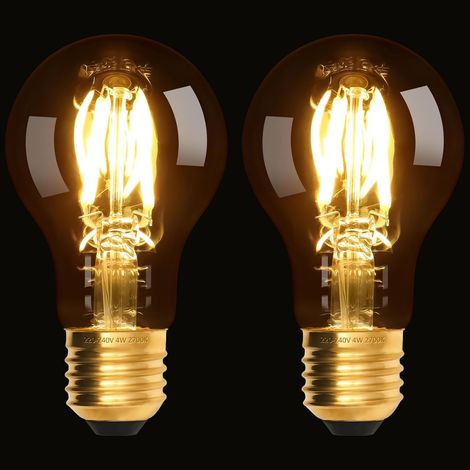 Lot de 2 Ampoule LED E27 Vintage A60 4W, 2700K Blanc Chaud, Ampoule Edison à Filament en Verre Ambré, Dimmable, Sans Scintillement, 25 000 h (1/5)