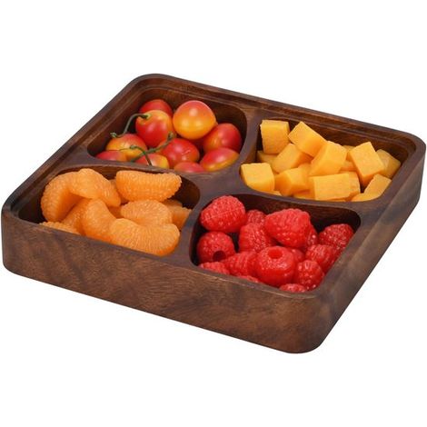 Plato de madera para frutas y bandeja para servir，Bol de madera para frutas para encimera de cocina，postres y aperitivos (Cocina y comedor) (1/5)