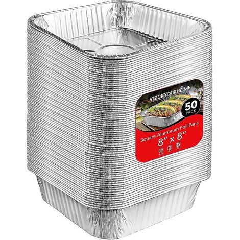 8 moules carrés en aluminium (paquet de 60) - Moules à gâteaux carrés en aluminium - Moules à pâtisserie jetables en aluminium (1/5)