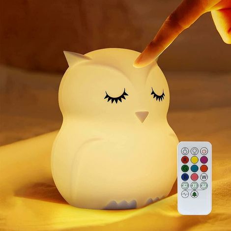 Veilleuse bébé,veilleuse à LED hibou enfants Veilleuses portables en silicone avec interrupteur tactile Snooze light Lumière d'ambiance Lampe de chevet USB charge lampe de nuit enfant pour chambre de (1/5)