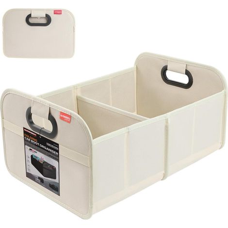 Organisateur de coffre pliable 35L, 2 compartiments, tissu Oxford imperméable, beige (1/5)